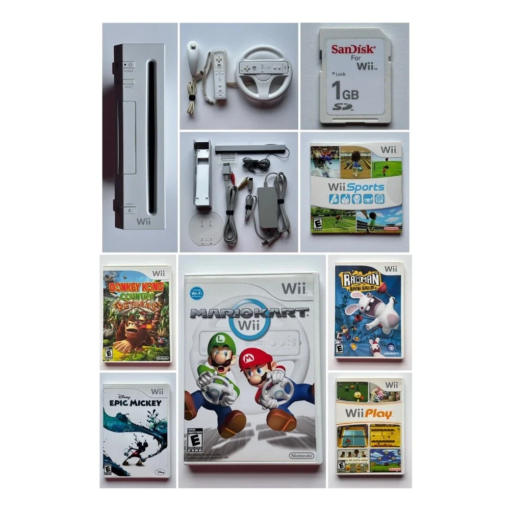 Nintendo Wii Console RVL-001 Six Game Bundle - White TESTED
